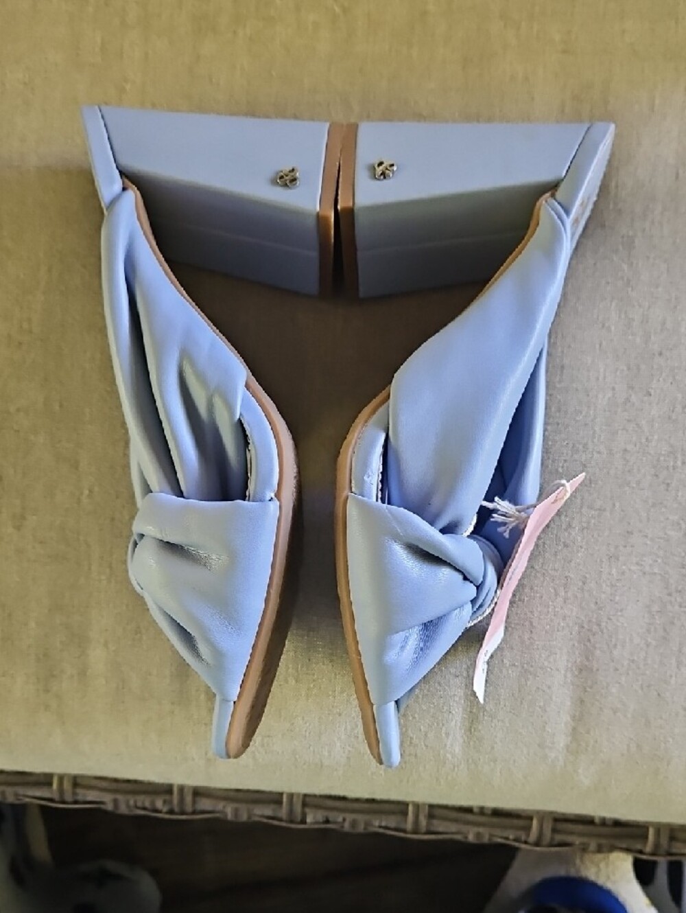 Sam & Libby Knotted Slide Block Heel Sandals in Light Blue 9 - Picture 6 of 11